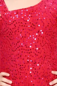 Stylish Red Velvet Embellished A-Line Dress For Girl-thumb2