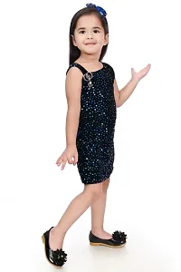 Stylish Black Velvet Embellished A-Line Dress For Girl-thumb3