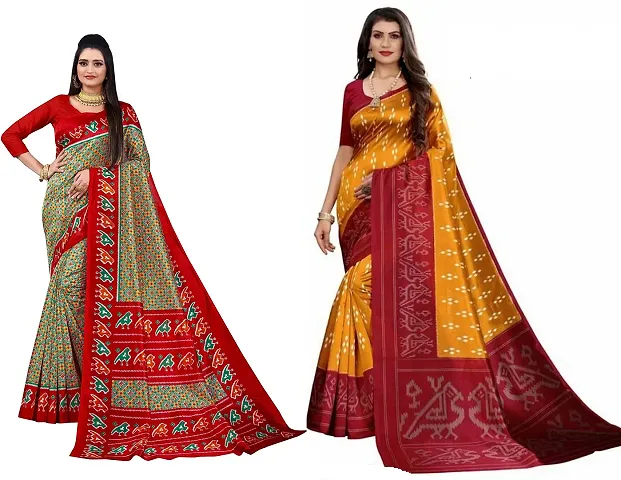 Stylish Polycotton Saree without Blouse piece For Women Pack Of 2