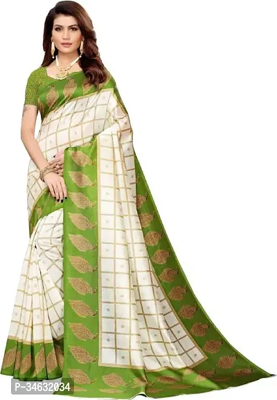 Stylish Polycotton Green  Saree Without Blouse Piece without Blouse piece For Women-thumb0