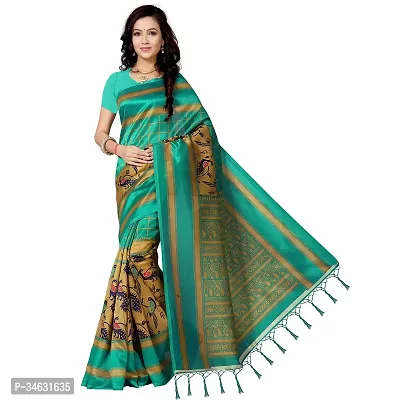 Stylish Polycotton Green  Saree Without Blouse Piece without Blouse piece For Women-thumb0