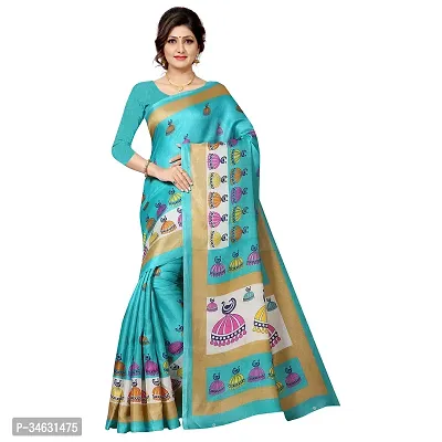 Stylish Polycotton Green  Saree Without Blouse Piece without Blouse piece For Women-thumb0