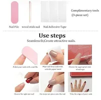 The Pink Truck Set of 24 Reusable Artificial Nails in Multicolor Nail Design Including Glue Stamp (Pack of 24)-thumb4