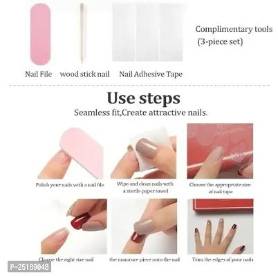 The Pink Truck Set of 24 Reusable Artificial Nails in Multicolor Nail Design Including Glue Stamp (Pack of 24)-thumb5