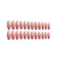 The Pink Truck Set of 24 Everlasting Artificial Reusable Nails in Tomato Color with Ombre Design Including Glue Stamp - Red, Natural, Ombre (Pack of 24)-thumb1