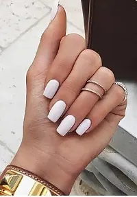 AD ESHOP | Nails Extensions Reusable Nails | Artificial Nails For Girls | Nail Extension Full Kit, Press On Nails, Acrylic Nails (white nails)-thumb1