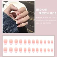 ELEPHANTBOAT? 24 pcs Lovely Press on French Fake Nails,Nude Acrylic Nails Press on,Full Cover Press On False Nails with double sided Jelly,Nail Art For Women-thumb4