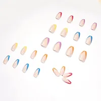 The Pink Truck Set of 24 Reusable Artificial Nails in Multicolor Nail Design Including Glue Stamp (Pack of 24)-thumb2