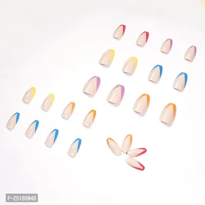 The Pink Truck Set of 24 Reusable Artificial Nails in Multicolor Nail Design Including Glue Stamp (Pack of 24)-thumb3