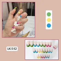 The Pink Truck Set of 24 Reusable Artificial Nails in Multicolor Nail Design Including Glue Stamp (Pack of 24)-thumb1