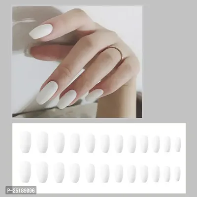 AD ESHOP | Nails Extensions Reusable Nails | Artificial Nails For Girls | Nail Extension Full Kit, Press On Nails, Acrylic Nails (white nails)-thumb3