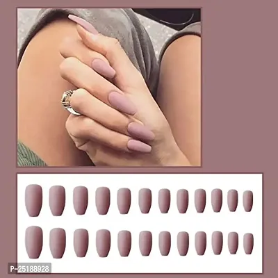 AD ESHOP | Nails Extensions Reusable Nails | Artificial Nails For Girls | Nail Extension Full Kit, Press On Nails, Acrylic Nails (nude colour nails)-thumb2