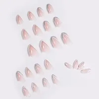 The Pink Truck Set of 24 Designer Reusable Artificial Nails in Glitter Manicure Design with Silver Glitter, Including Glue Stamp (Pack of 24)-thumb1