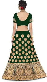 Women's silk Embroidered Semi Stitched Lehenga Choli (Green)-thumb1