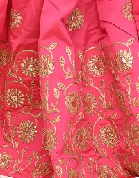 Girls Satin Embroidered Lehenga Choli (4-5 Years, Pink)-thumb3