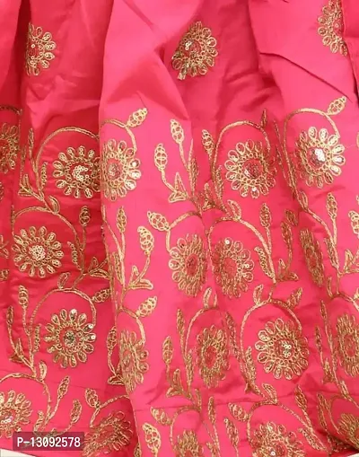 Girls Satin Embroidered Lehenga Choli (4-5 Years, Pink)-thumb4