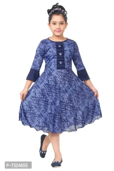 Blue Floral Printed Dress-thumb0