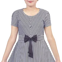 Black  White V-Striped Elegant Designed Girls Long Frock By SKINOWEAR-thumb2