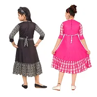 Pack of 2 Classic Printed Dresses for  Girls-thumb1