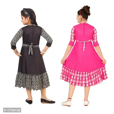 Pack of 2 Classic Printed Dresses for  Girls-thumb2