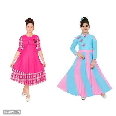 COMBO SET OF 2 DRESSES COLOURFULL FROCK FOR GIRLS BY SKINOWEAR