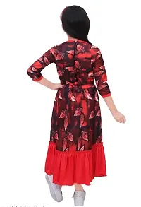 RED PRINTED LON GOWN FROCK FOR GIRLS-thumb1