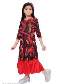 RED PRINTED LON GOWN FROCK FOR GIRLS-thumb2