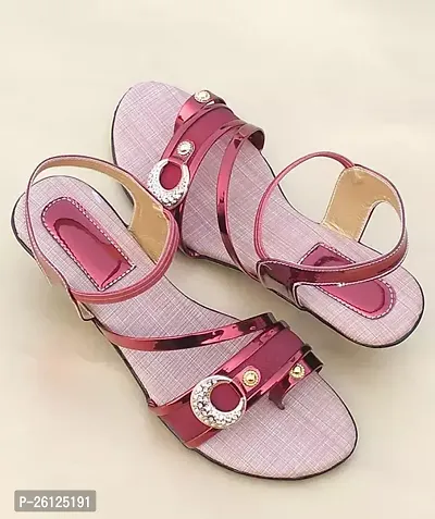 Elegant PU Self Design Sandals For Women