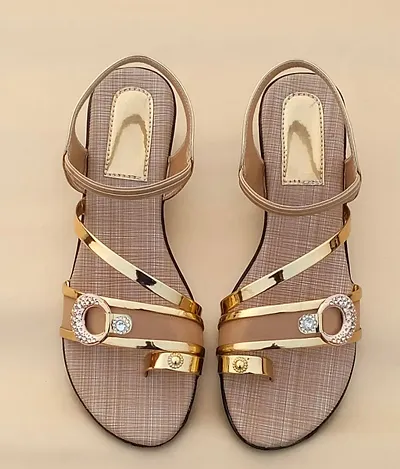 Elegant PU Self Design Sandals For Women