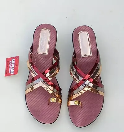 Elegant PU Self Design Sandals For Women