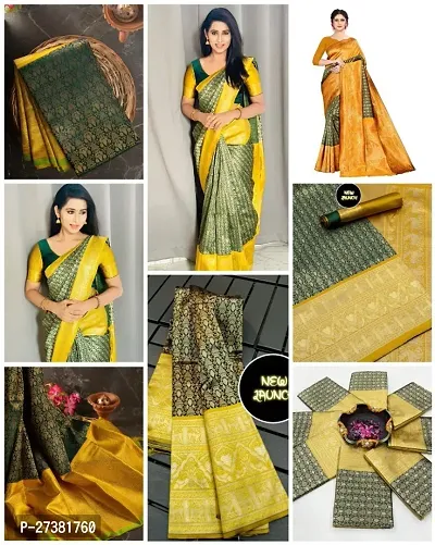 Classic Art Silk Jacquard Saree with Blouse piece-thumb0