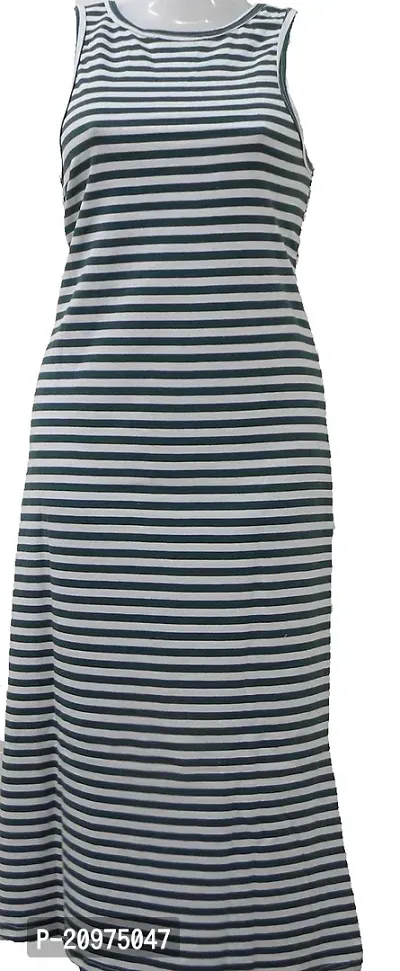 WT Women's Maxi Dress - Green Horizontal Stripe