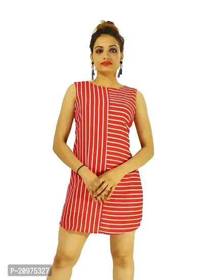 Zinniabloom Red Colour Striped Dress for Women