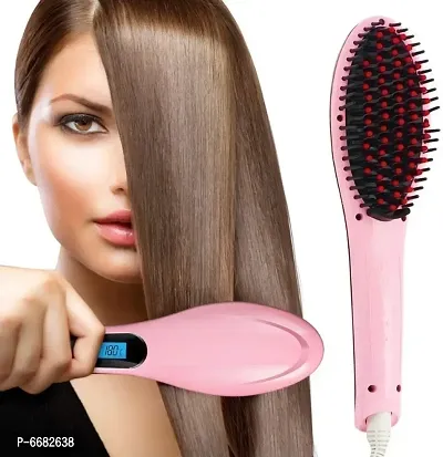 Fast Hair Straightener Brush (Pink) HQT-906-thumb0