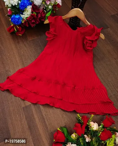 Party wear Graceful Red Color Off Shoulder Chiffon Girls Frocks  Dresses