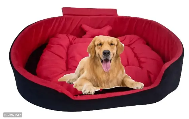 Velvet Suede Sofa D- Shape Dog Cat Pet Puppy Soft Comfortable Simple Mountain Sofas  Chair 4 in 1Reversible Combo Bone Pillow+ Bed X-Small (LxWxH-55x40x14Cm)