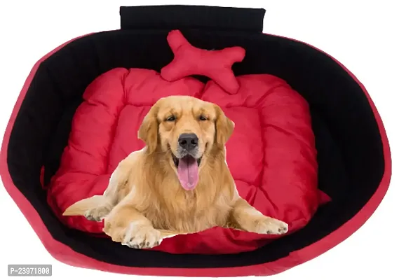Velvet Suede Sofa D- Shape Dog Cat Pet Puppy Soft Comfortable Simple Mountain Sofas  Chair 4 in 1Reversible Combo Bone Pillow+ Bed X-Small (LxWxH-55x40x14Cm)-thumb0