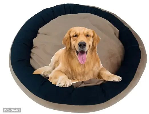 Luxurious Deluxe Washable Velvet Suede Sofa Round Shape Dog Cat Pet Bed Soft Comfortable Sofas  Chair 4 in 1Reversible X-Small LxWxH 51x51x15Cm art-11