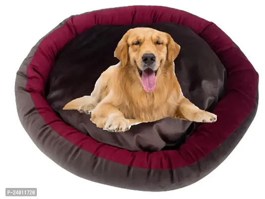 Luxurious Deluxe Washable Velvet Suede Sofa Round Shape Dog Cat Pet Bed Soft Comfortable Sofas  Chair 4 in 1Reversible Small Size LxWxH 61x61x15Cm