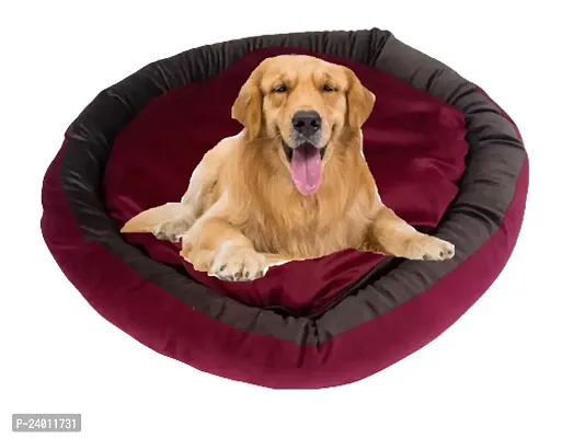Luxurious Deluxe Washable Velvet Suede Sofa Round Shape Dog Cat Pet Bed Soft Comfortable Sofas  Chair 4 in 1Reversible X-Small LxWxH 51x51x15Cm-thumb0