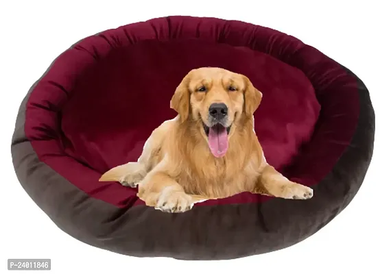 Luxurious Deluxe Washable Velvet Suede Sofa Round Shape Dog Cat Pet Bed Soft Comfortable Sofas  Chair 4 in 1Reversible Small Size LxWxH 61x61x15Cm-thumb0