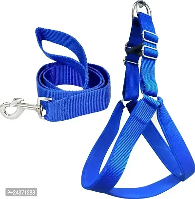 Padded Nylon Dog Body Belt Dog Leash Large (Neck Size - 18-30 inch) (Chest Size - 24-34 inch) Combo Harness Leash pack 2 Blue-thumb0