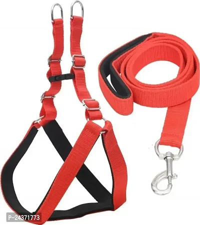 pack Padded Nylon Dog Body Belt Dog Leash X-Large (Neck Size - 24-32 inch) (Chest Size ndash; 28-44 inch) Combo Harness Leash 2 Red