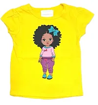 Mudgal India Creations Girls Cotton T-Shirt (Pack of 2 Nos) (10-11 Years, Yellow/Green)-thumb1