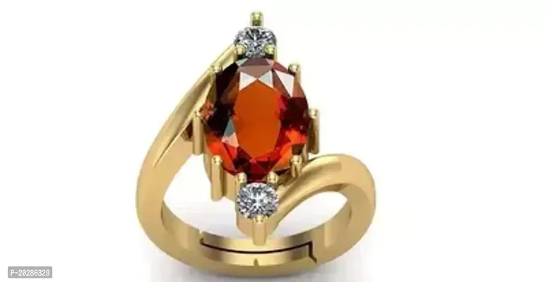 Premium Orange Brass Rings With Stone For Men