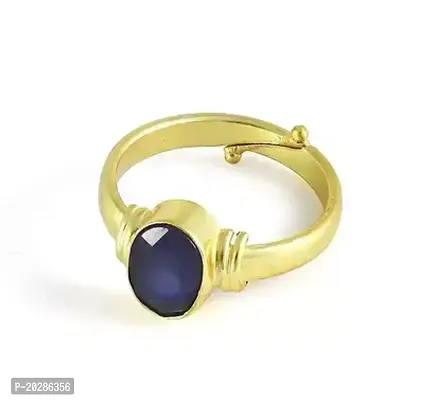 Premium Navy Blue Brass Rings With Stone For Men