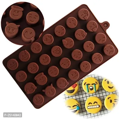 28 Cavity Emoji Shape Silicone Chocolate Mould (Brown) combo of 2-thumb0