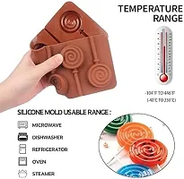 Lollipop Shape Chocolate, Cake Soap Ice Cream Candy Jelly Baking Mould (6 Bakeware Molds, Brown) combo of 2-thumb1