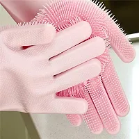 Magic Silicone Dish Washing Gloves, Silicon Cleaning Gloves, Silicon Hand Gloves for Kitchen Dishwashing and Pet Grooming, Great for Washing Dish, Car, Bathroom (1 Pair,Assorted)-thumb2