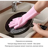 Magic Silicone Dish Washing Gloves, Silicon Cleaning Gloves, Silicon Hand Gloves for Kitchen Dishwashing and Pet Grooming, Great for Washing Dish, Car, Bathroom (1 Pair,Assorted)-thumb3
